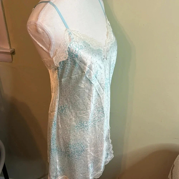 Victoria’s Secret ‘I Do’ polka dot blue white side slit lace satin mini dress - Picture 8 of 15